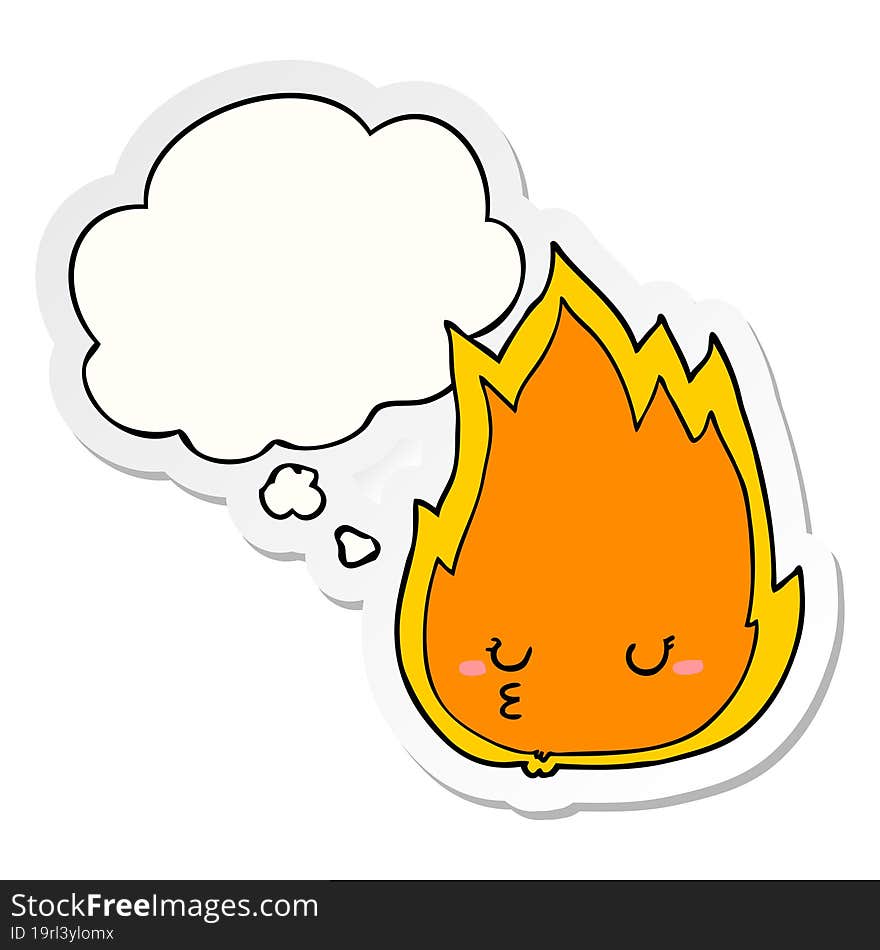 Cute Cartoon Fire And Thought Bubble As A Printed Sticker