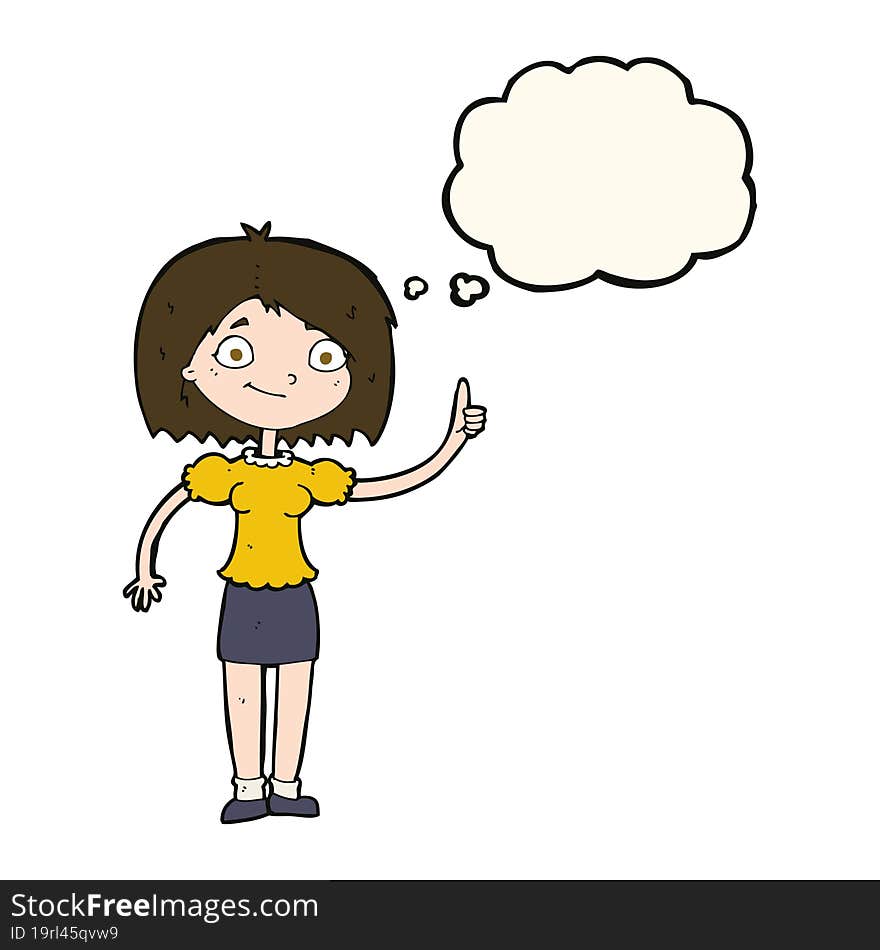 Cartoon Woman With Idea With Thought Bubble