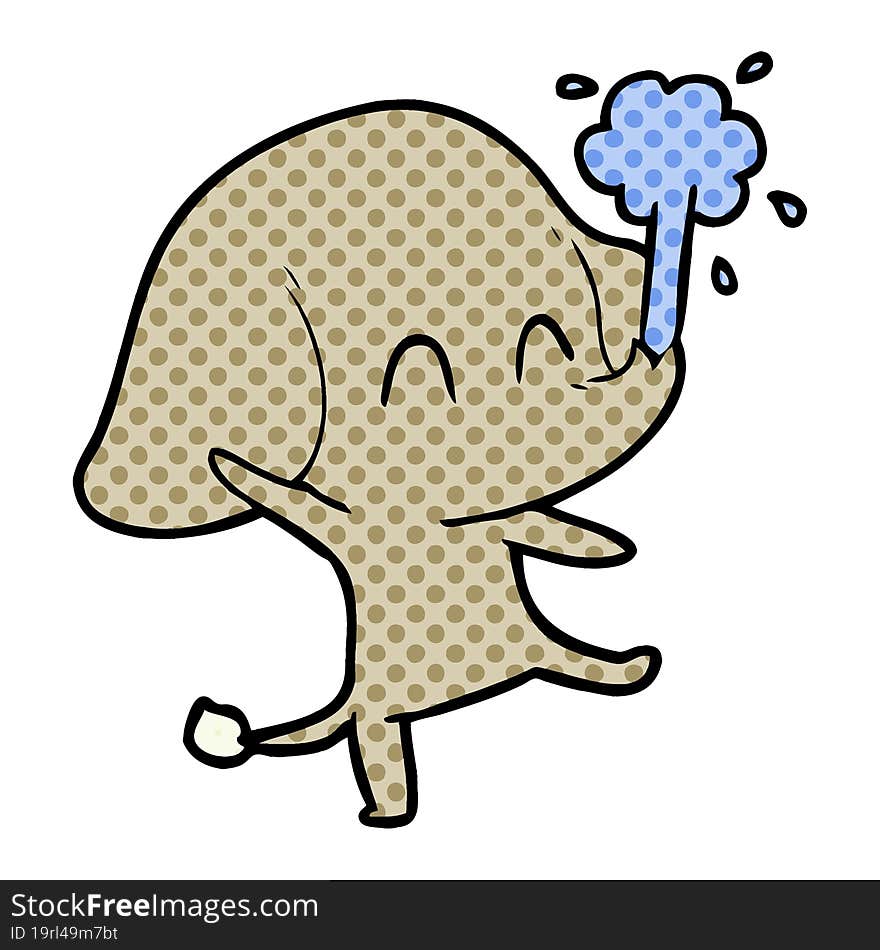 cute cartoon elephant spouting water. cute cartoon elephant spouting water