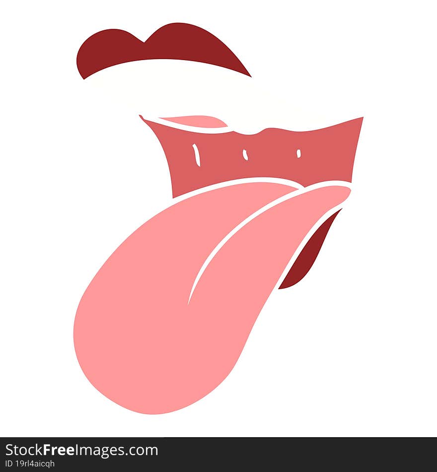 flat color illustration of mouth sticking out tongue. flat color illustration of mouth sticking out tongue