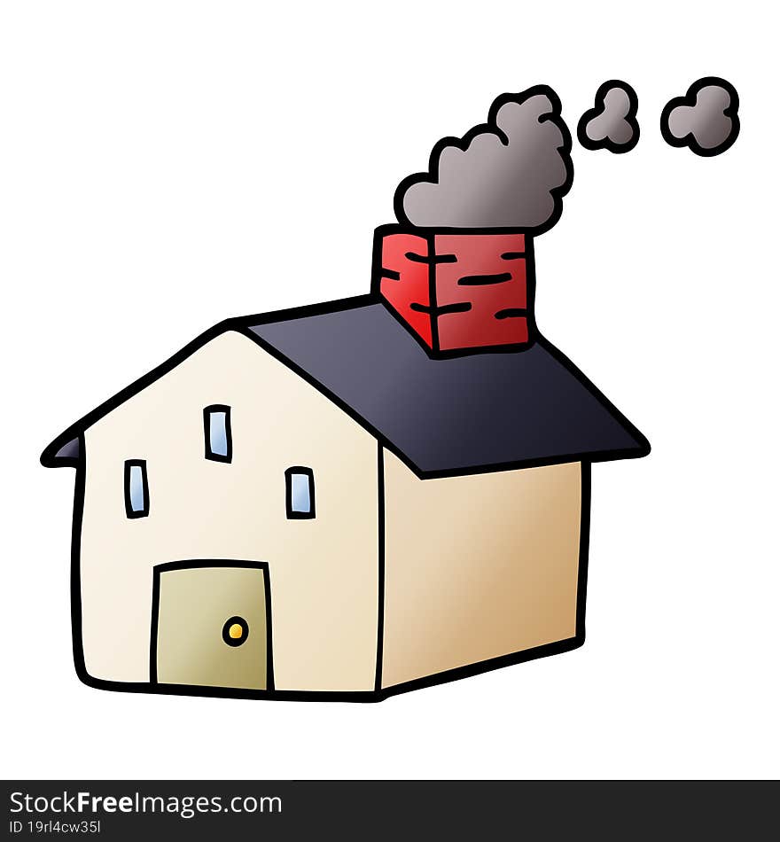 cartoon doodle house with smoking chimney