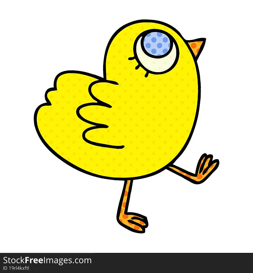 quirky comic book style cartoon yellow bird