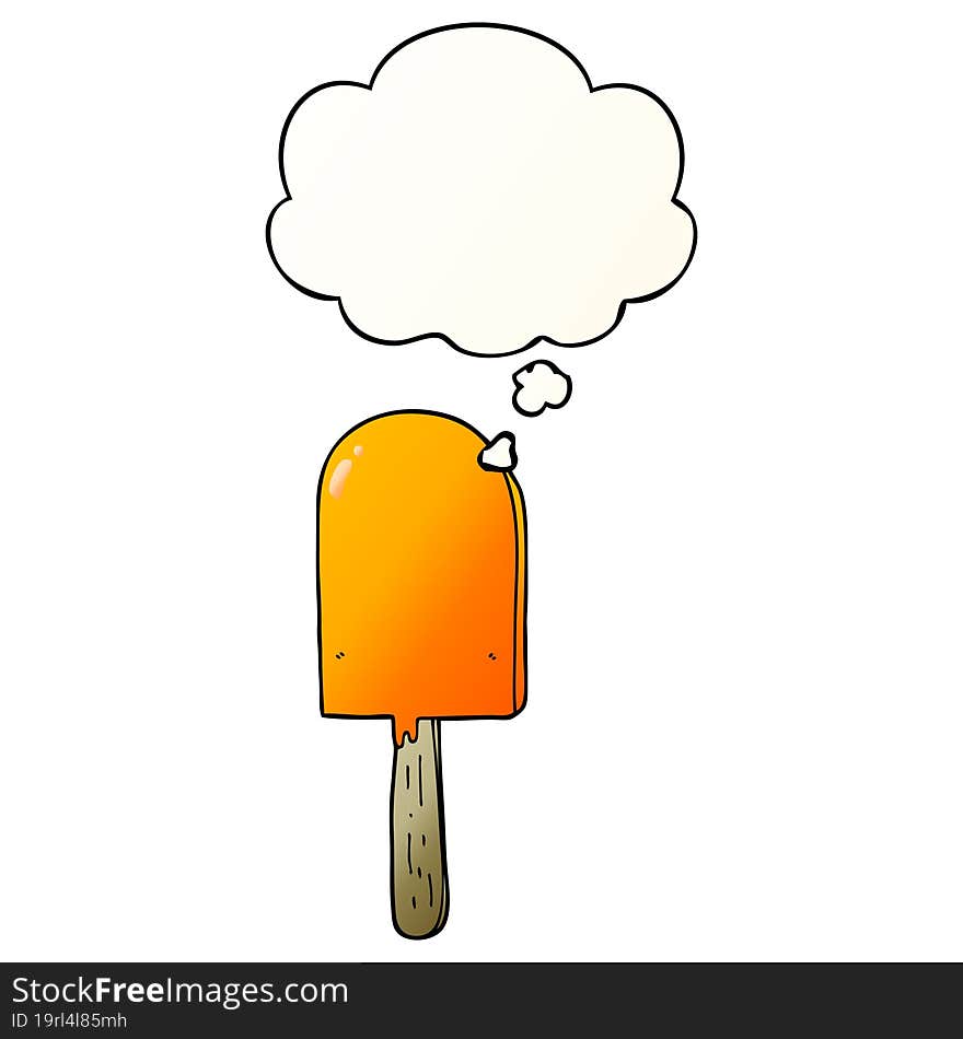 cartoon lollipop and thought bubble in smooth gradient style