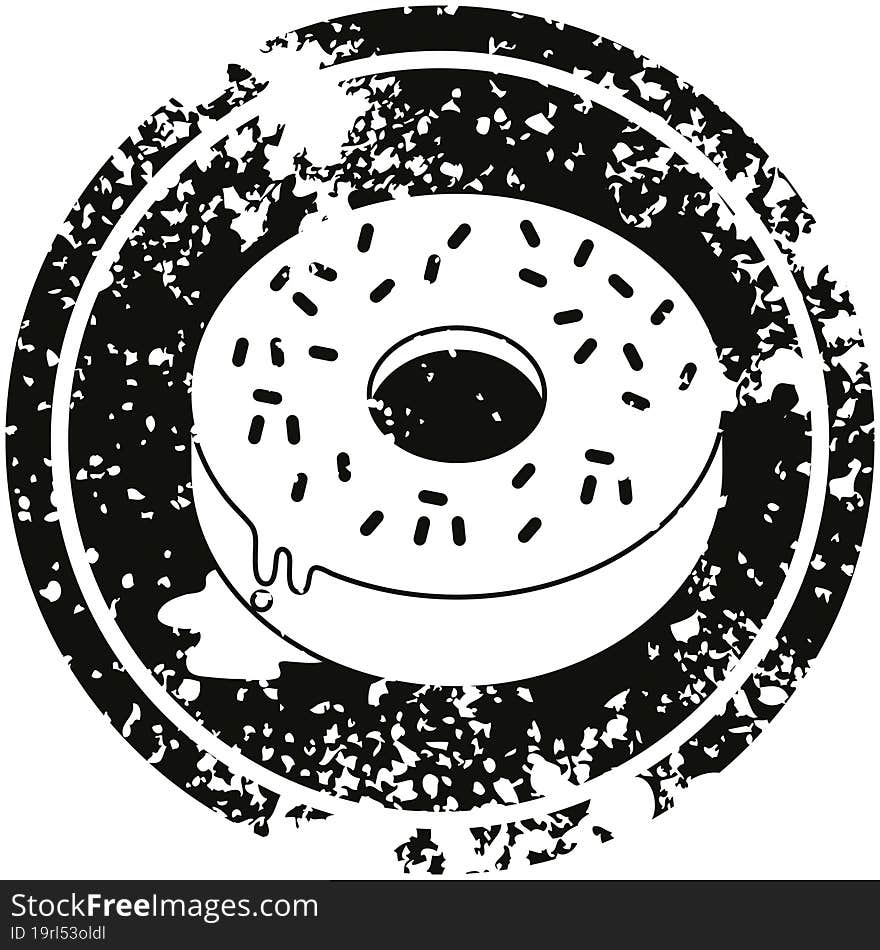 Tasty donut circular distressed symbol