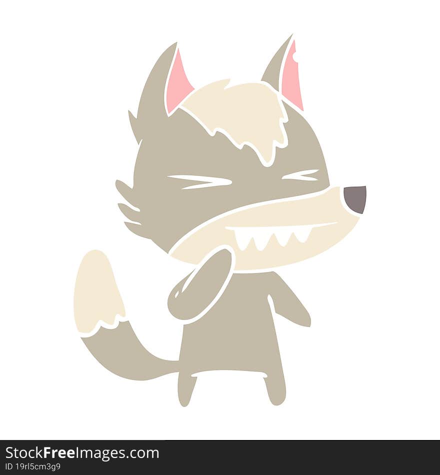 Angry Wolf Flat Color Style Cartoon