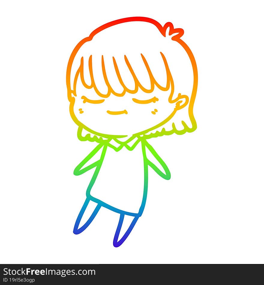 rainbow gradient line drawing of a cartoon woman