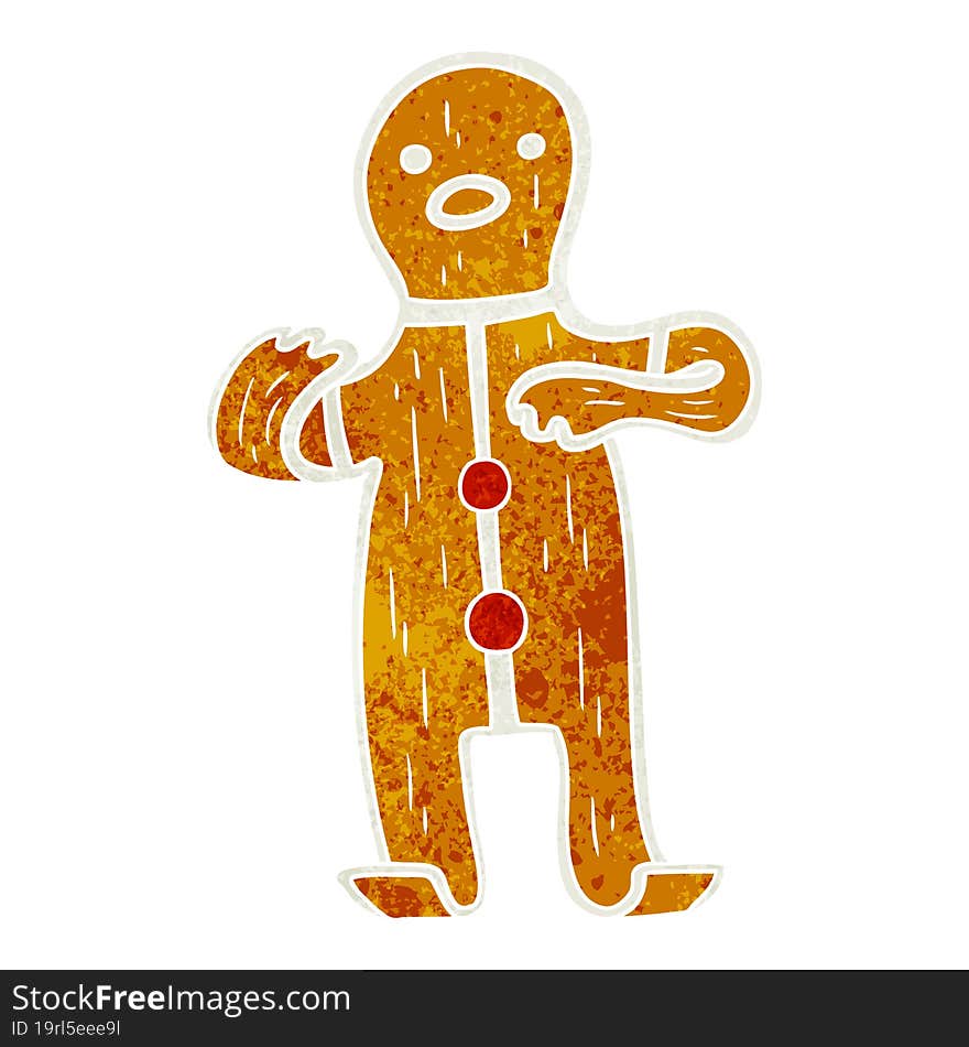 retro cartoon doodle of a gingerbread man