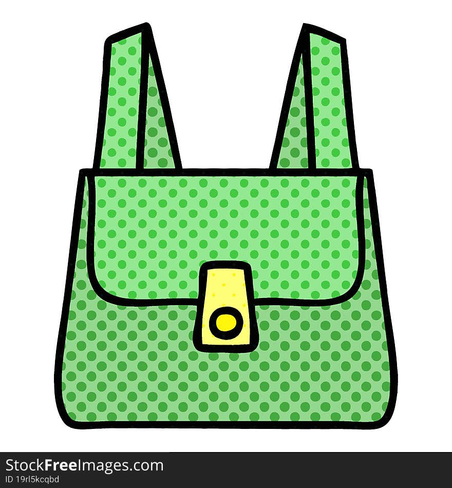 comic book style cartoon of a green bag