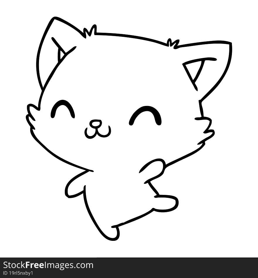 line drawing illustration of cute kawaii cat. line drawing illustration of cute kawaii cat