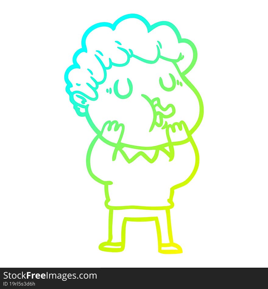 cold gradient line drawing cartoon man singing