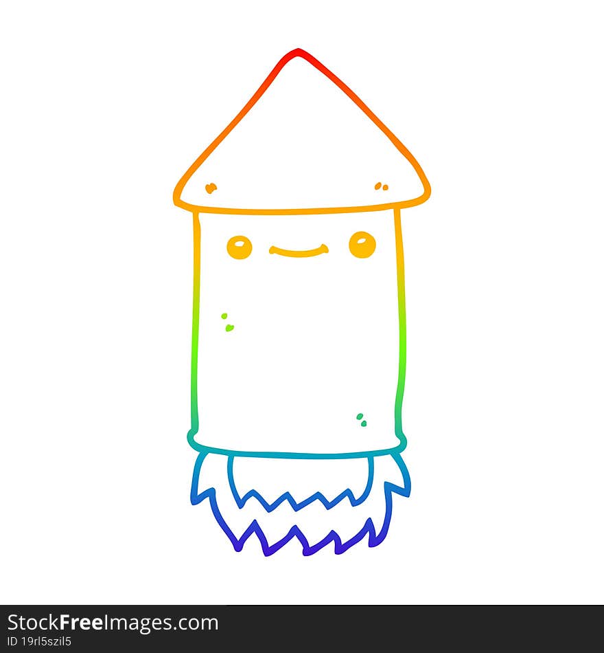 Rainbow Gradient Line Drawing Cartoon Firework