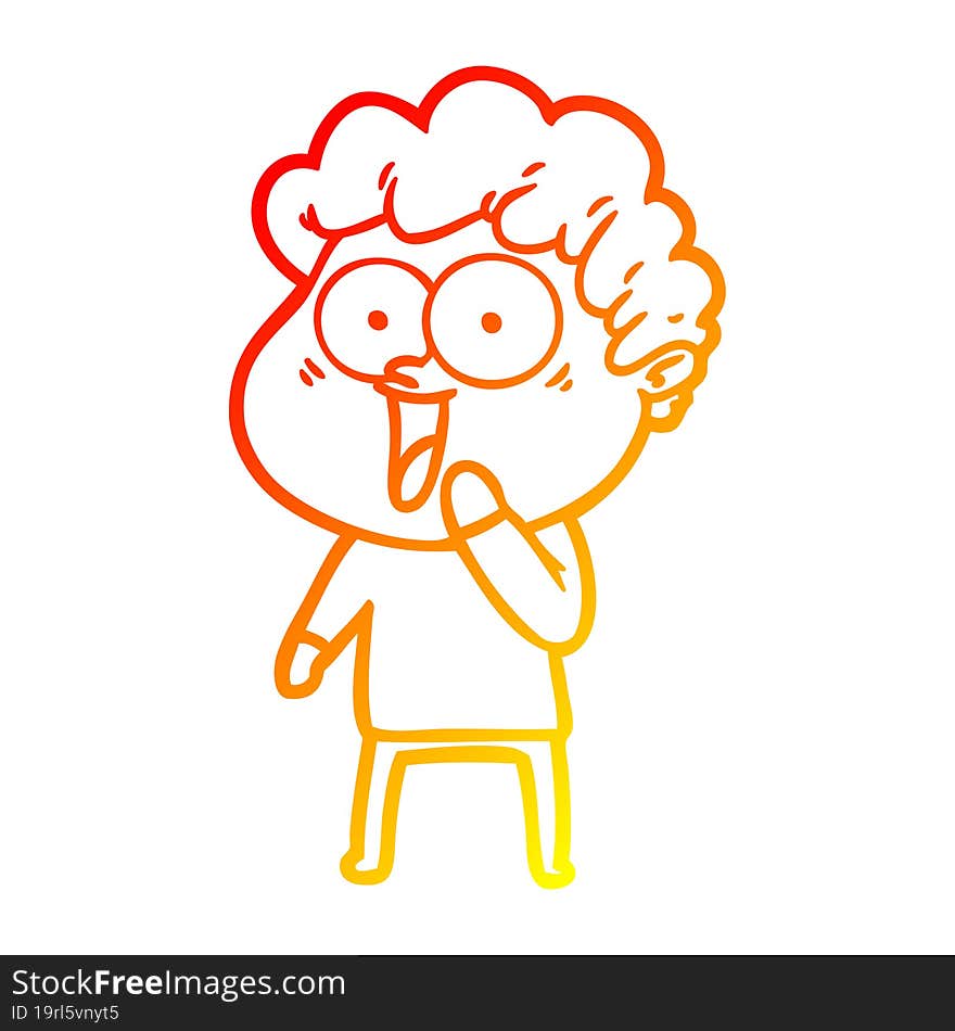 Warm Gradient Line Drawing Cartoon Happy Man