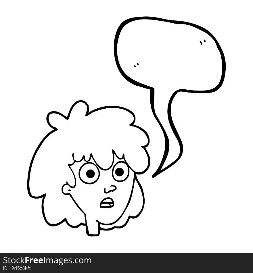 Speech Bubble Cartoon Female Face