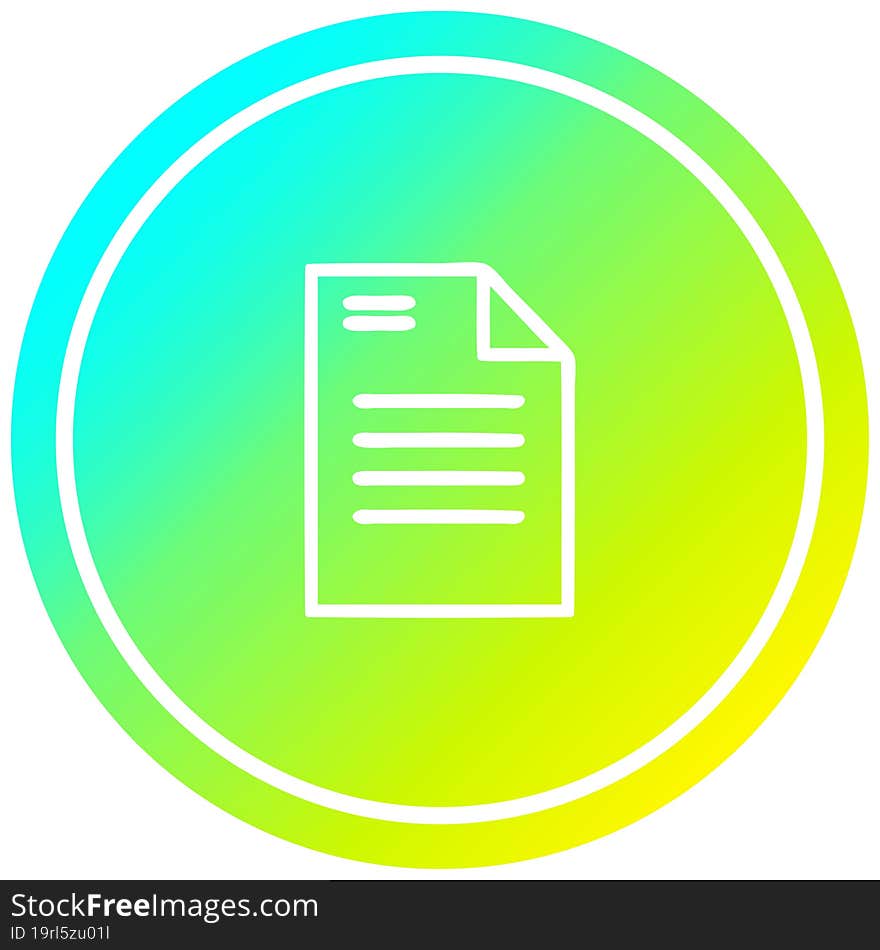 official document circular in cold gradient spectrum