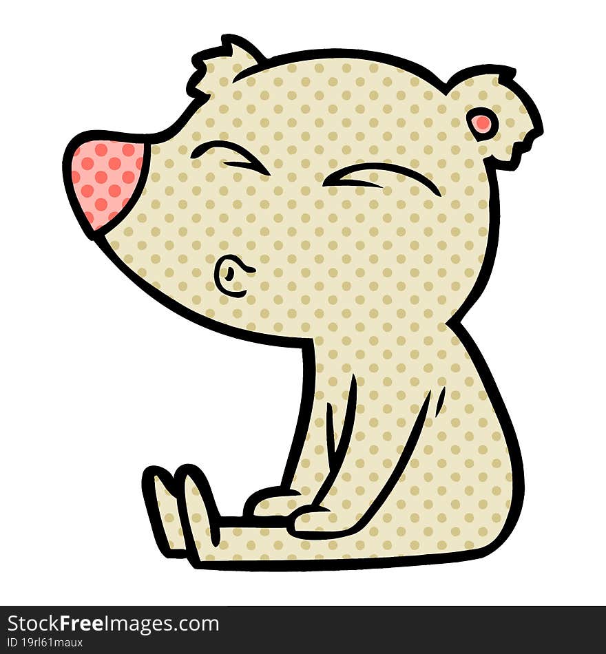 cartoon whistling bear sitting. cartoon whistling bear sitting