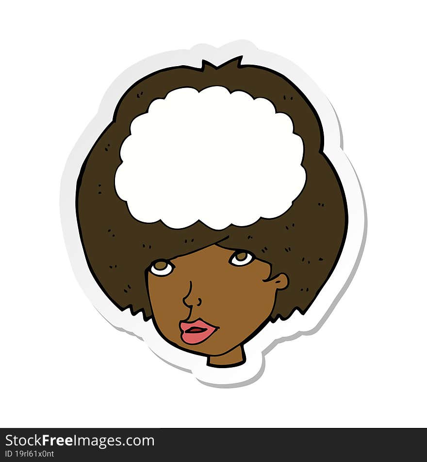 sticker of a cartoon empty headed woman