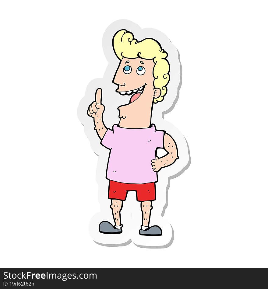 sticker of a cartoon man with idea