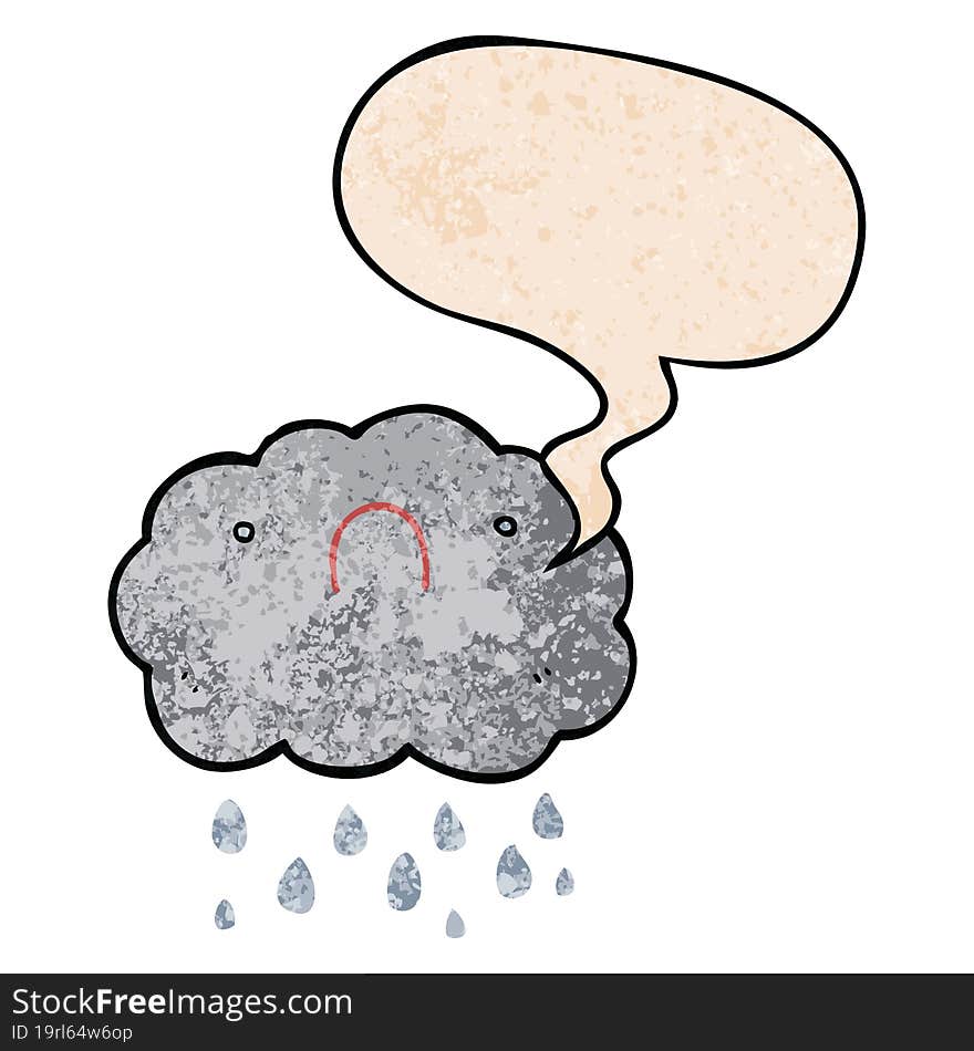 cute cartoon cloud and speech bubble in retro texture style