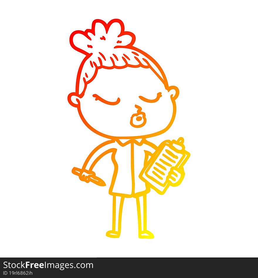 warm gradient line drawing cartoon calm woman