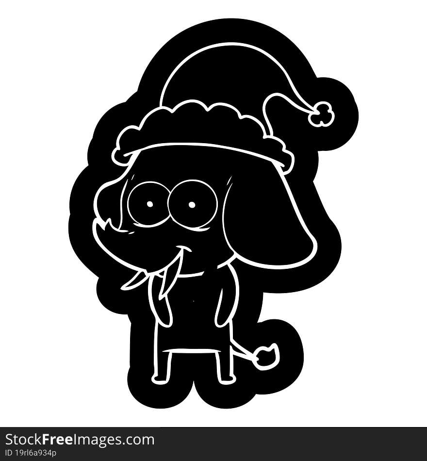 happy cartoon icon of a elephant wearing santa hat