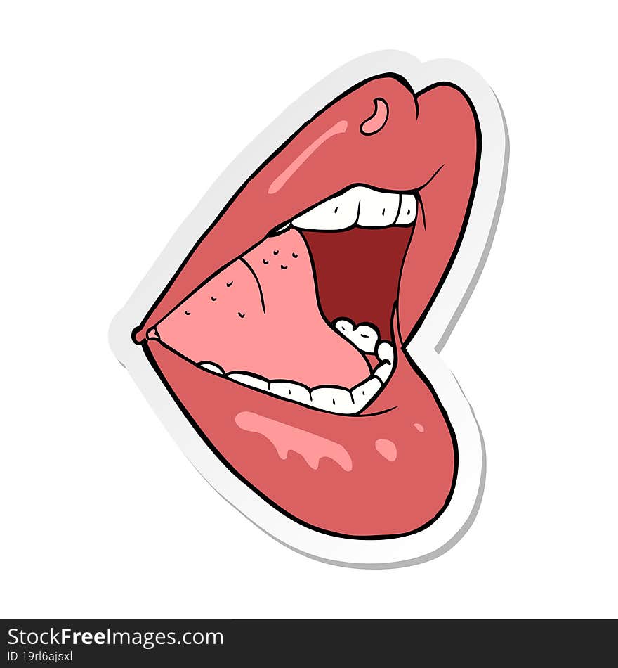 sticker of a cartoon open mouth