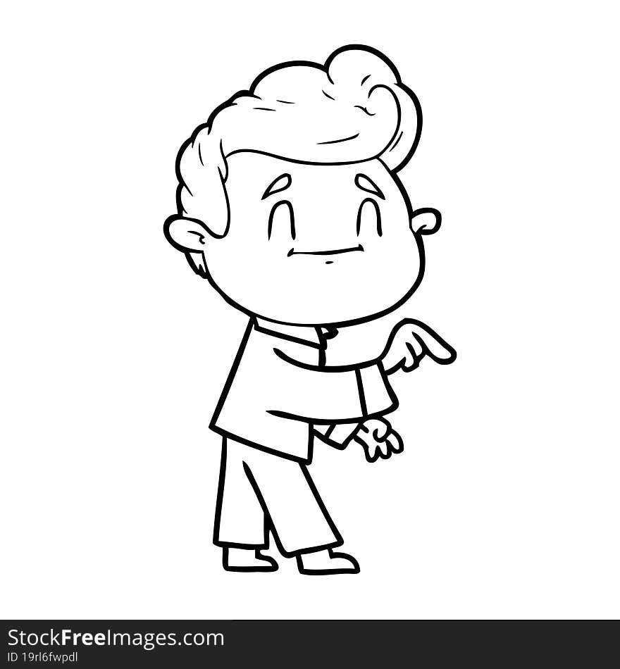 happy cartoon man making point. happy cartoon man making point