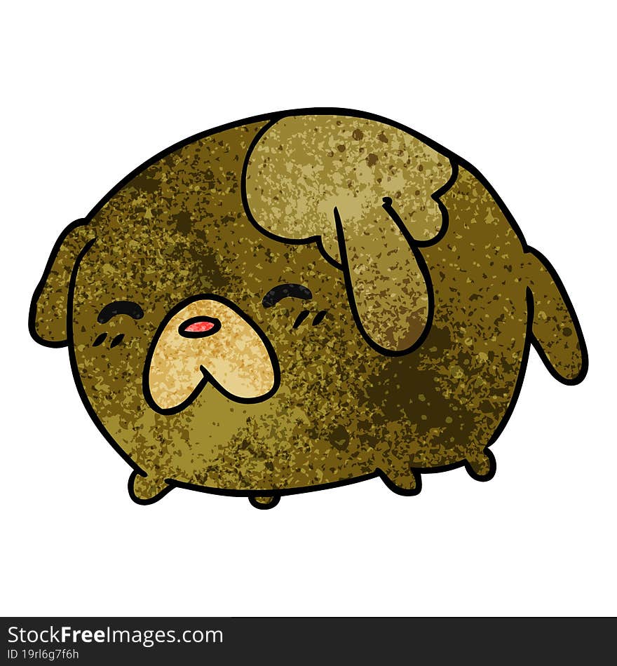 Textured Cartoon Of Cute Kawaii Dog