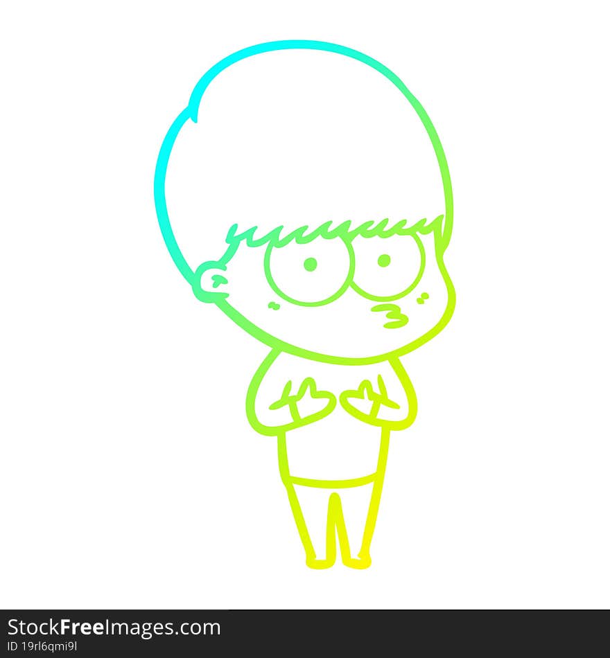 cold gradient line drawing nervous cartoon boy