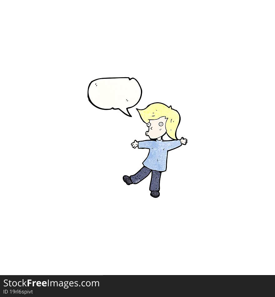 cartoon blond person balancing