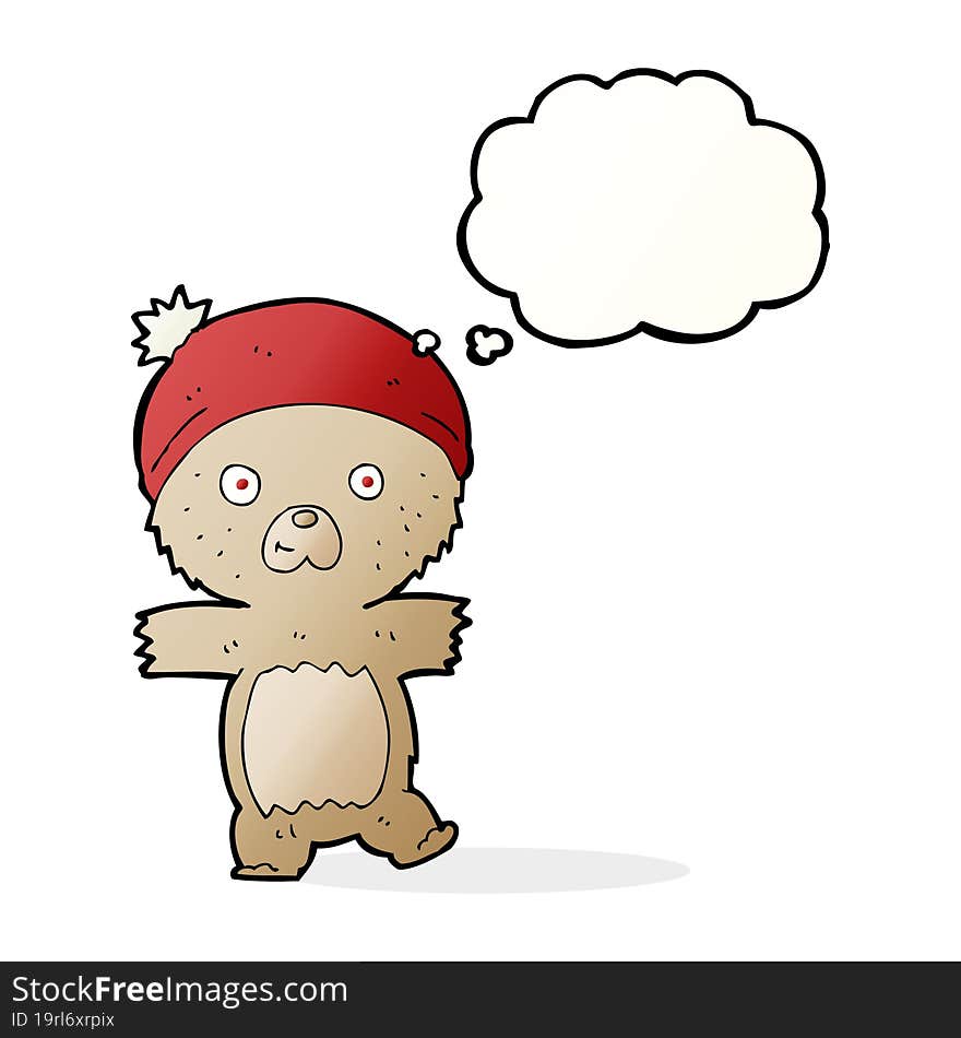 Cartoon Funny Teddy Bear With Thought Bubble