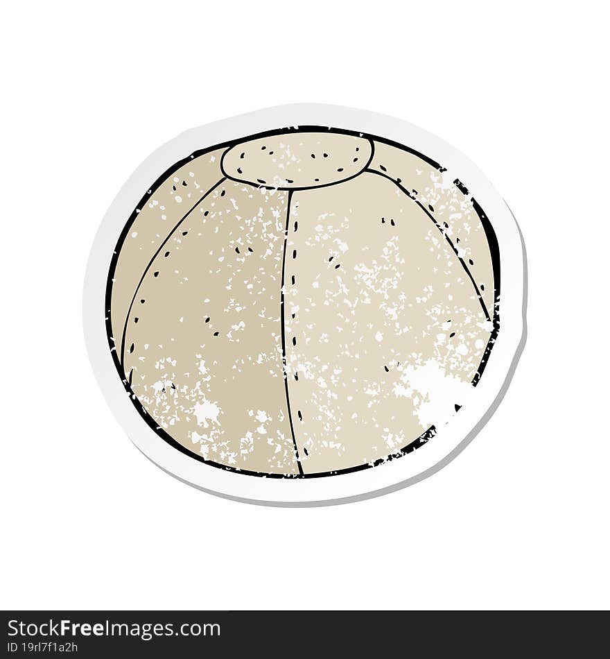 retro distressed sticker of a cartoon old stitched football