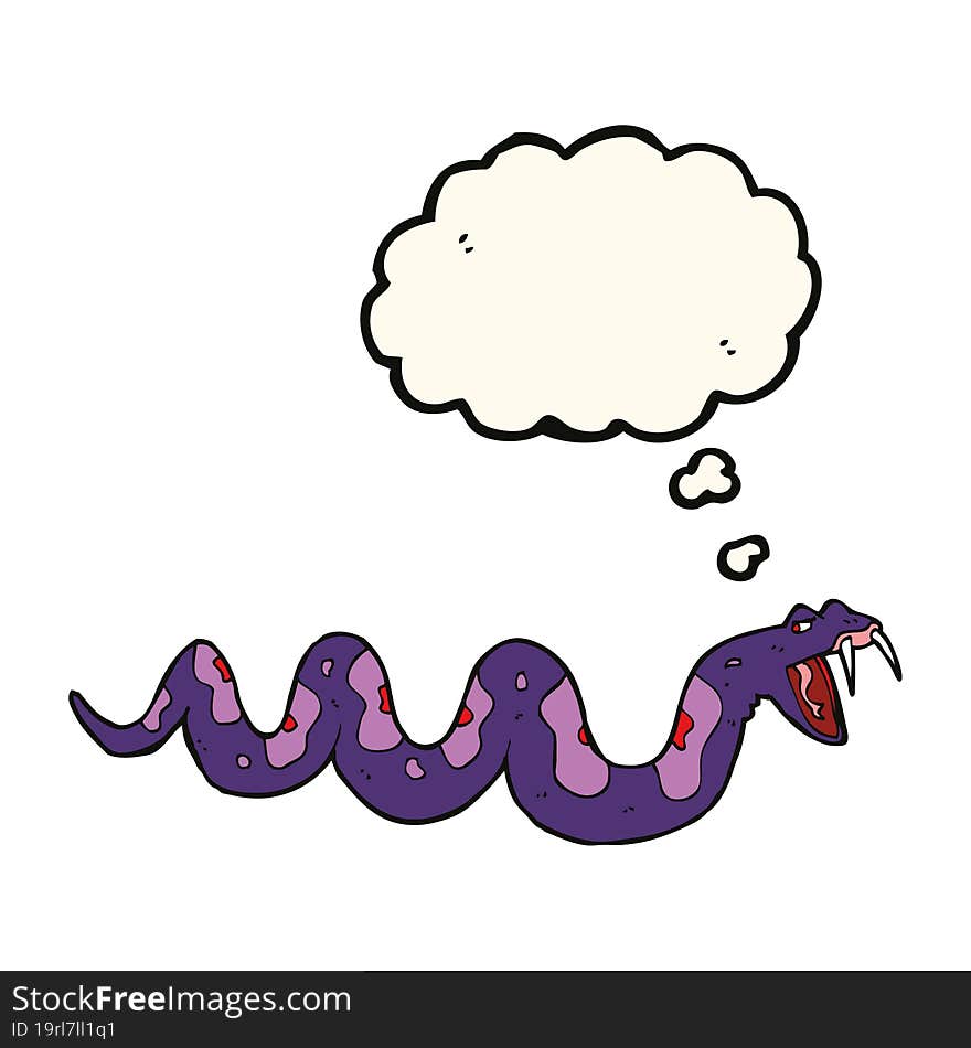 cartoon poisonous snake with thought bubble