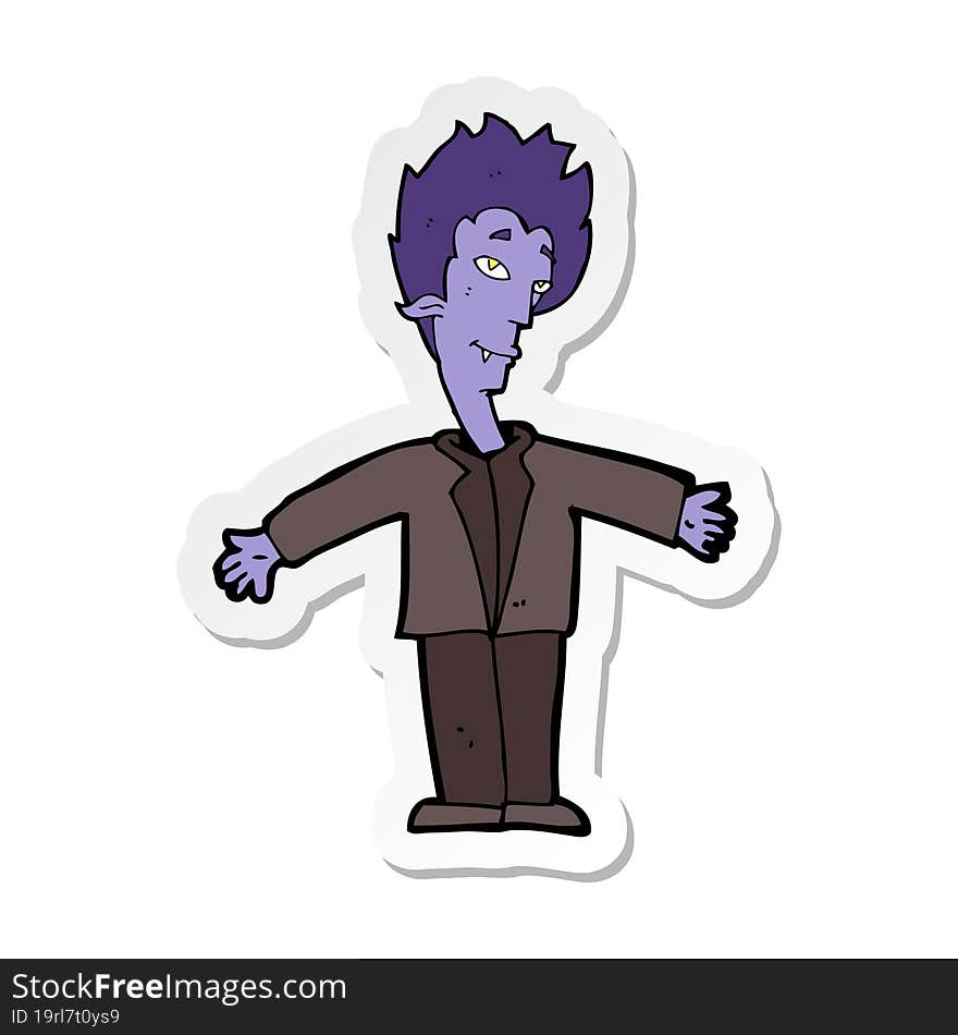 Sticker Of A Cartoon Happy Vampire