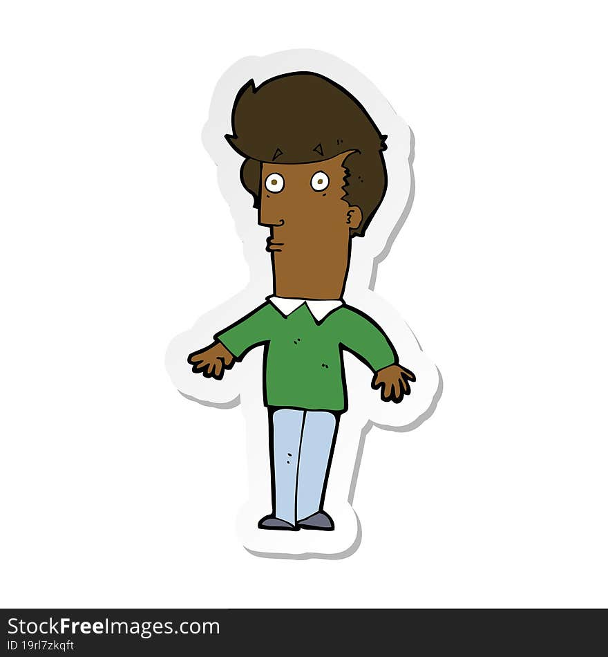 sticker of a cartoon startled man