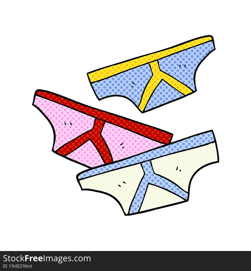 freehand drawn comic book style cartoon underpants