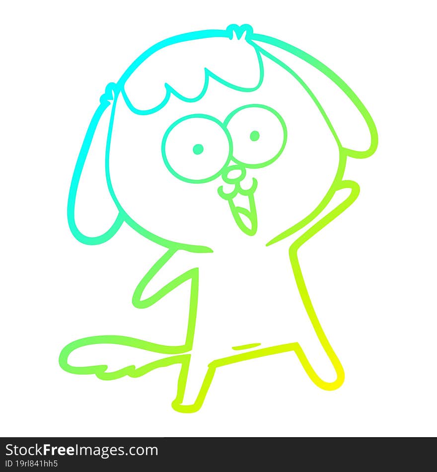 Cold Gradient Line Drawing Cute Cartoon Dog