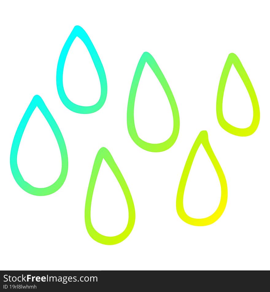 cold gradient line drawing cartoon rain drops