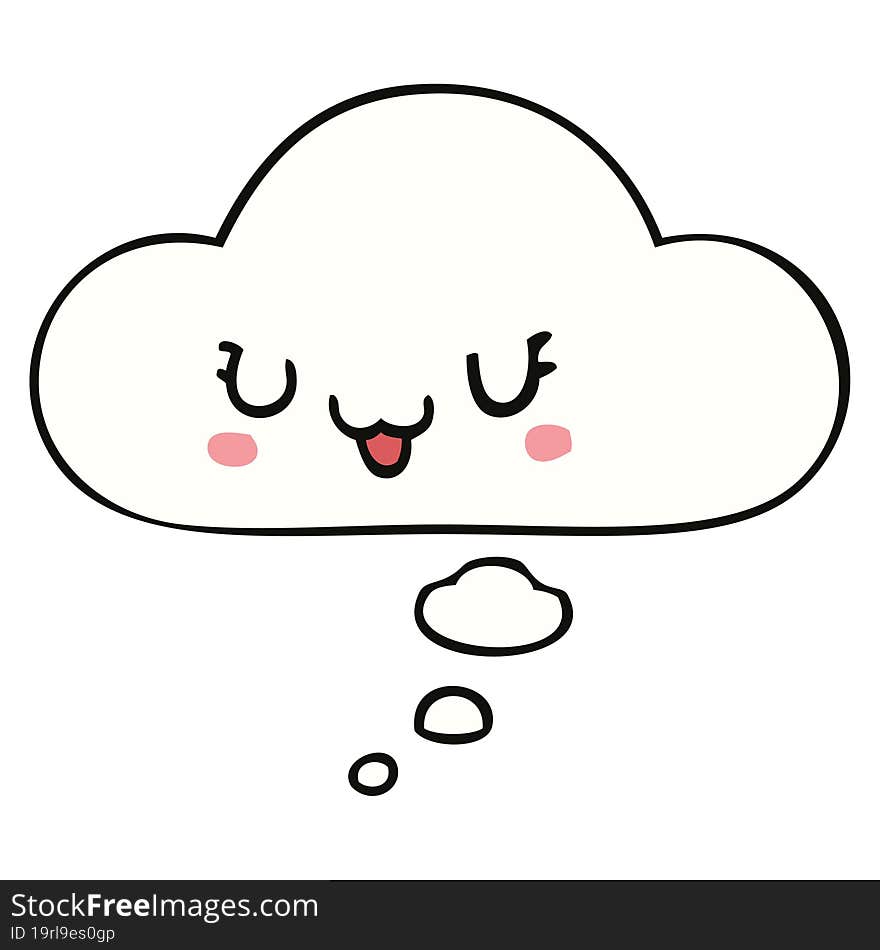 Cute Happy Cartoon Face And Thought Bubble