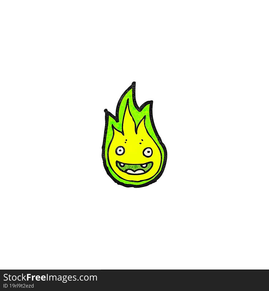 cartoon green flame spirit