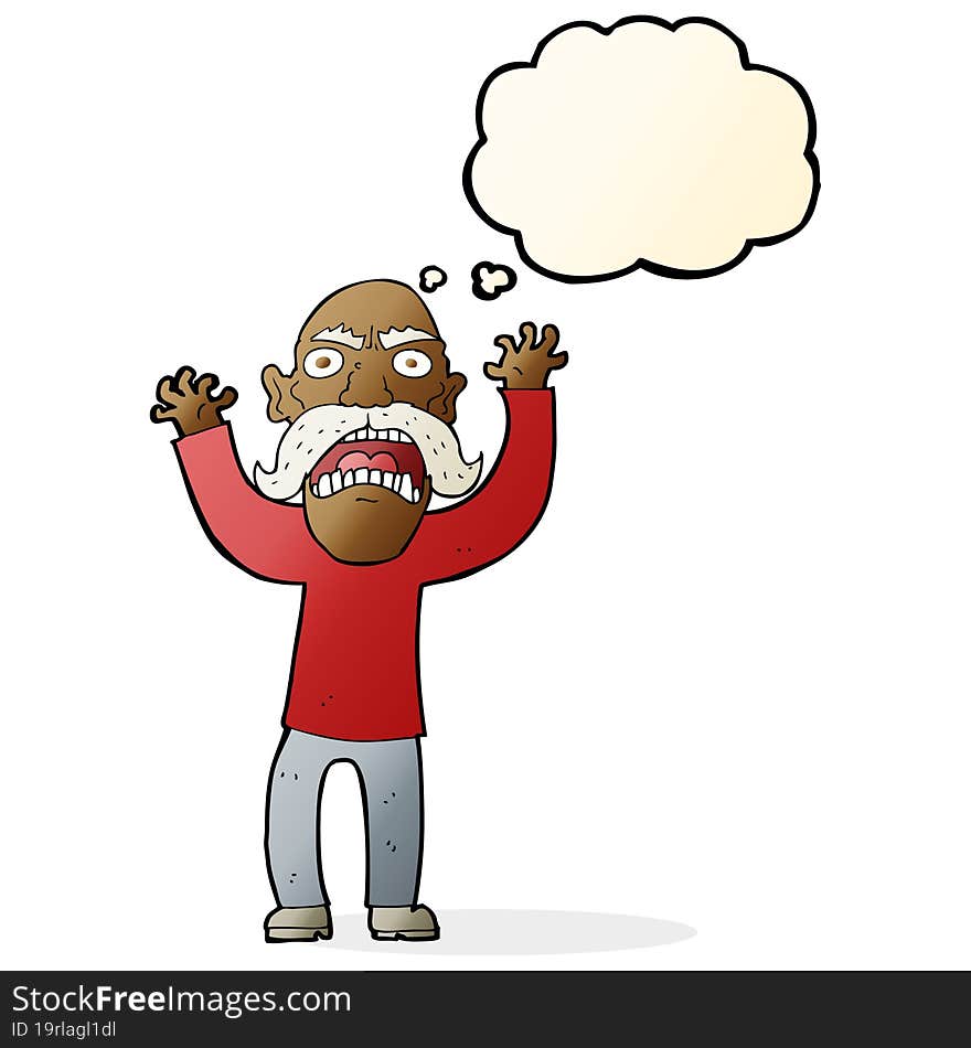 Cartoon Angry Old Man With Thought Bubble