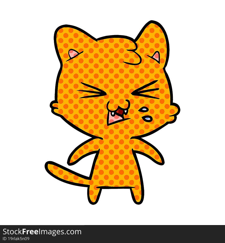 cartoon cat hissing. cartoon cat hissing