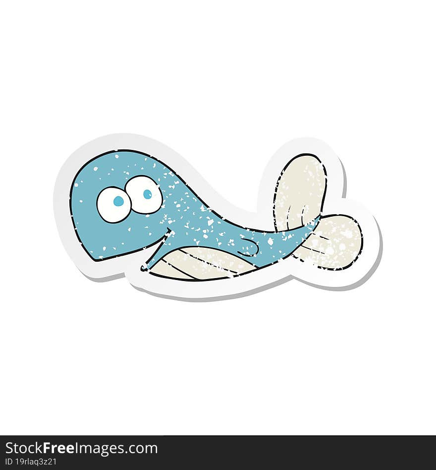 Retro Distressed Sticker Of A Cartoon Whale