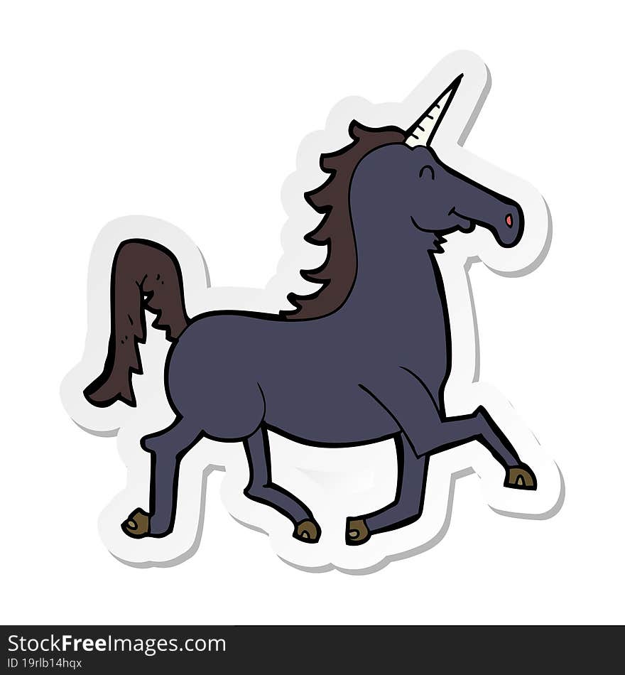 sticker of a cartoon unicorn