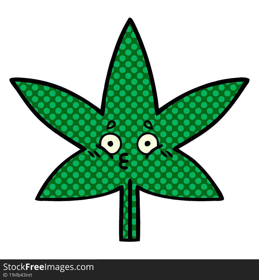 comic book style cartoon marijuana leaf