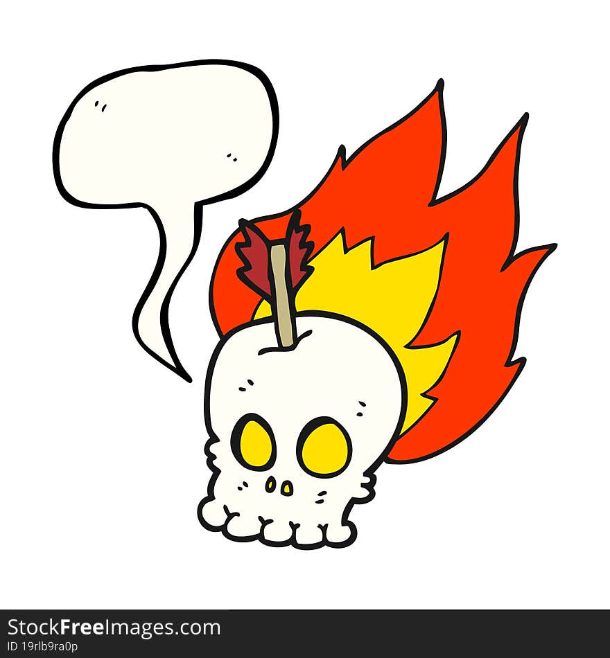 Speech Bubble Cartoon Skull With Arrow