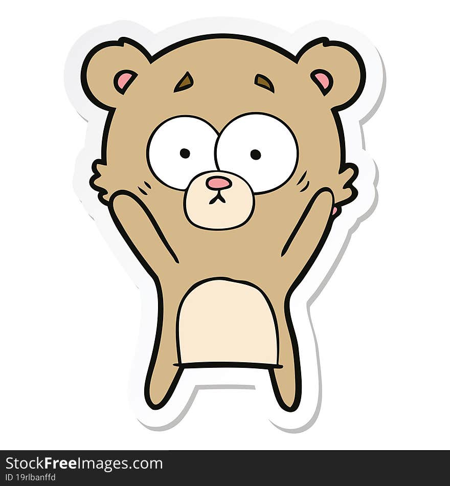 sticker of a worried bear cartoon