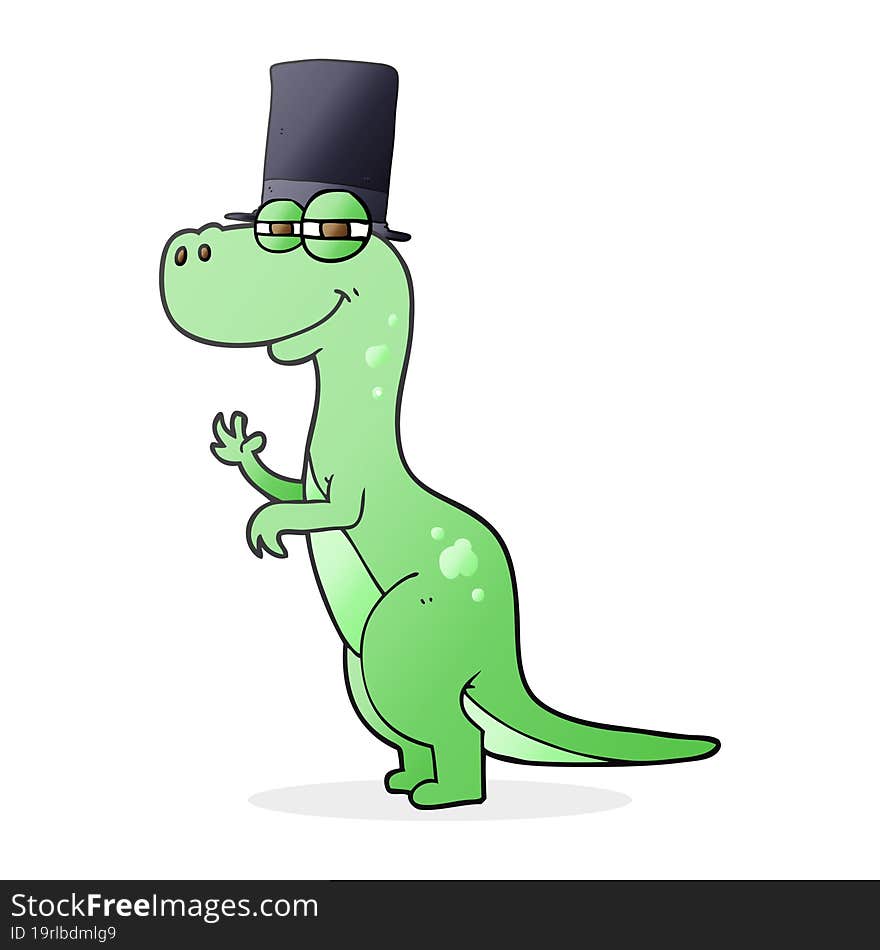 Cartoon Dinosaur Wearing Top Hat