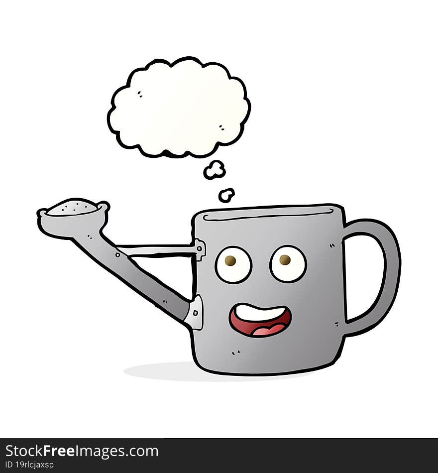 Watering Can Cartoon With Thought Bubble