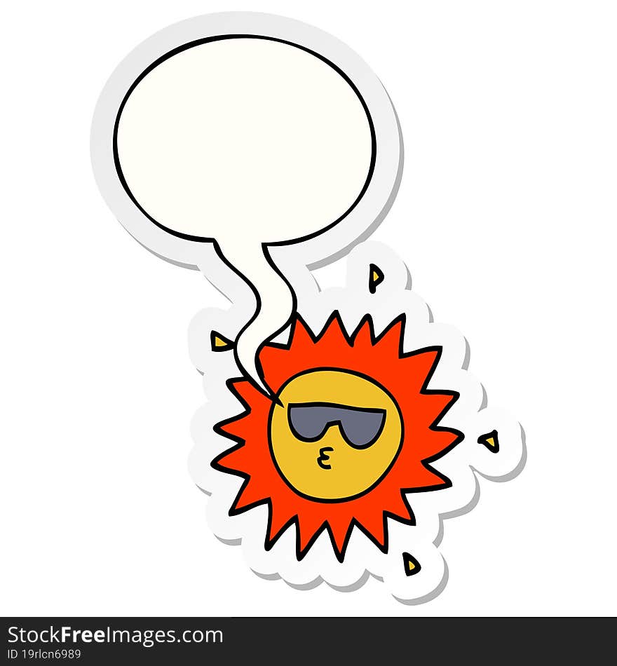 cartoon sun with speech bubble sticker. cartoon sun with speech bubble sticker