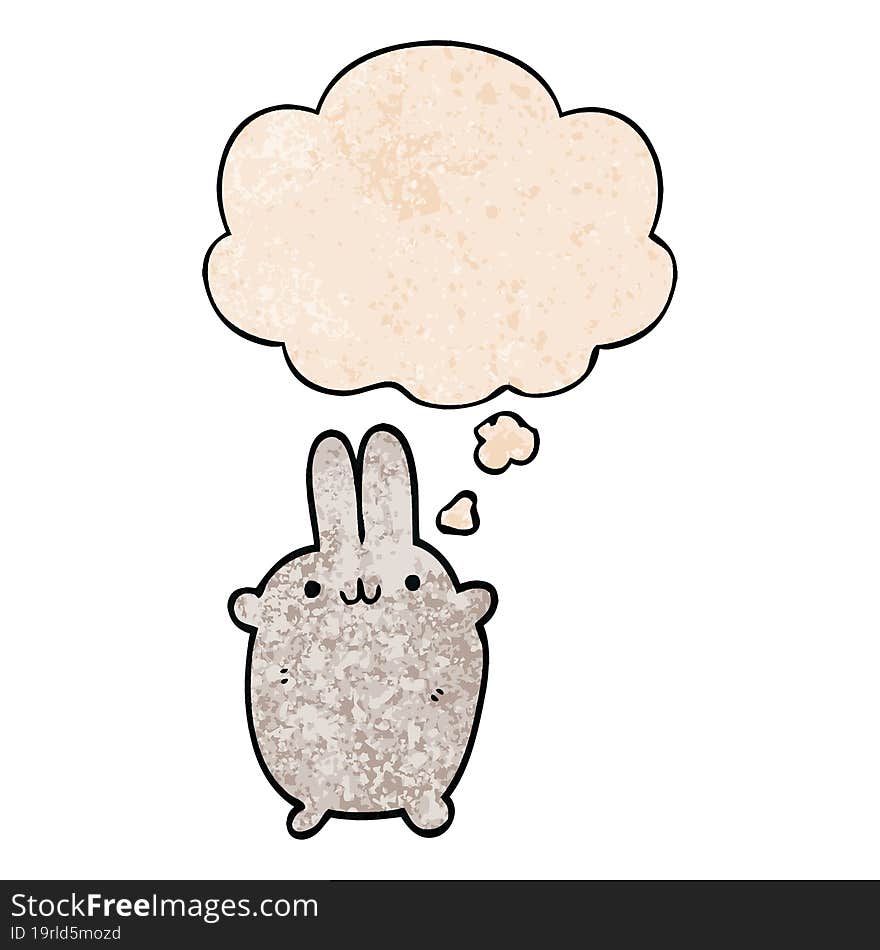 cartoon rabbit and thought bubble in grunge texture pattern style